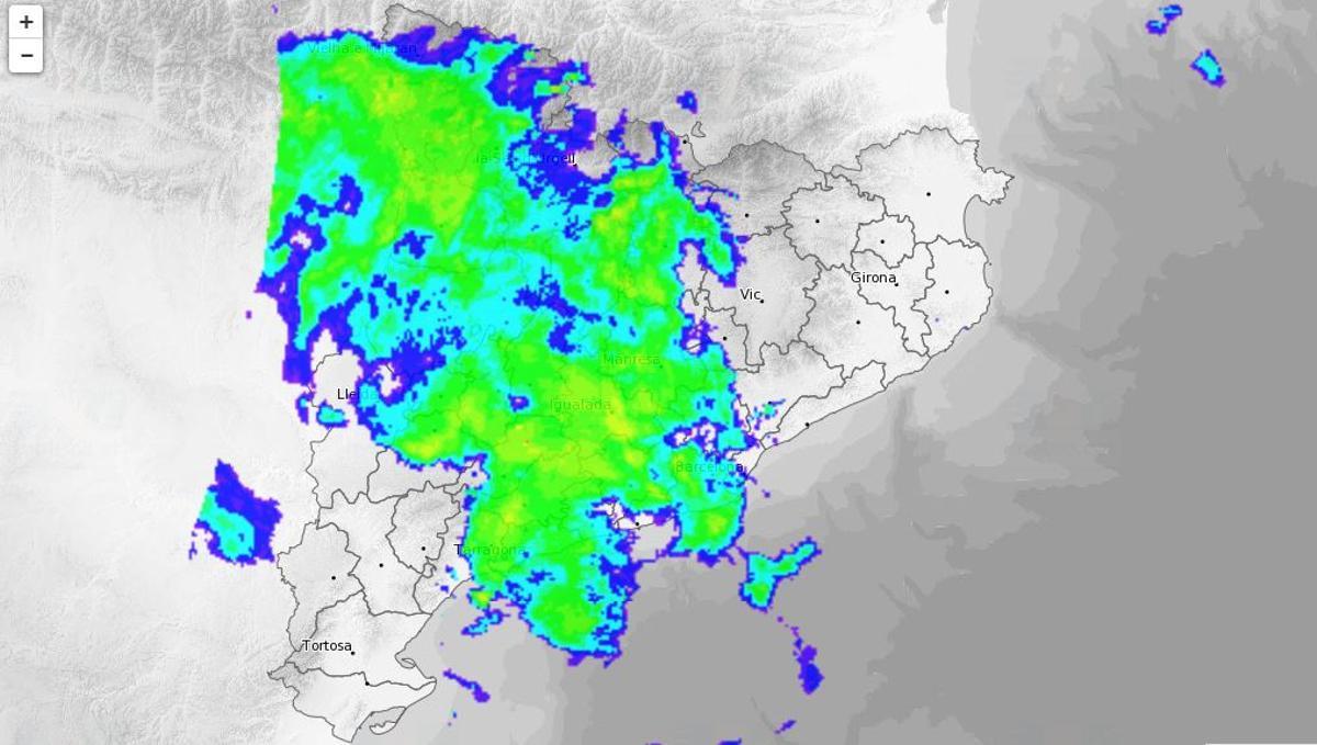 Imatge del radar meteorològic del Meteocat, a les 17.12 h