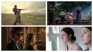 Arriba, imágenes de Una batalla tras otra y Los pecadores; abajo, A complete unknown y Valor sentimental