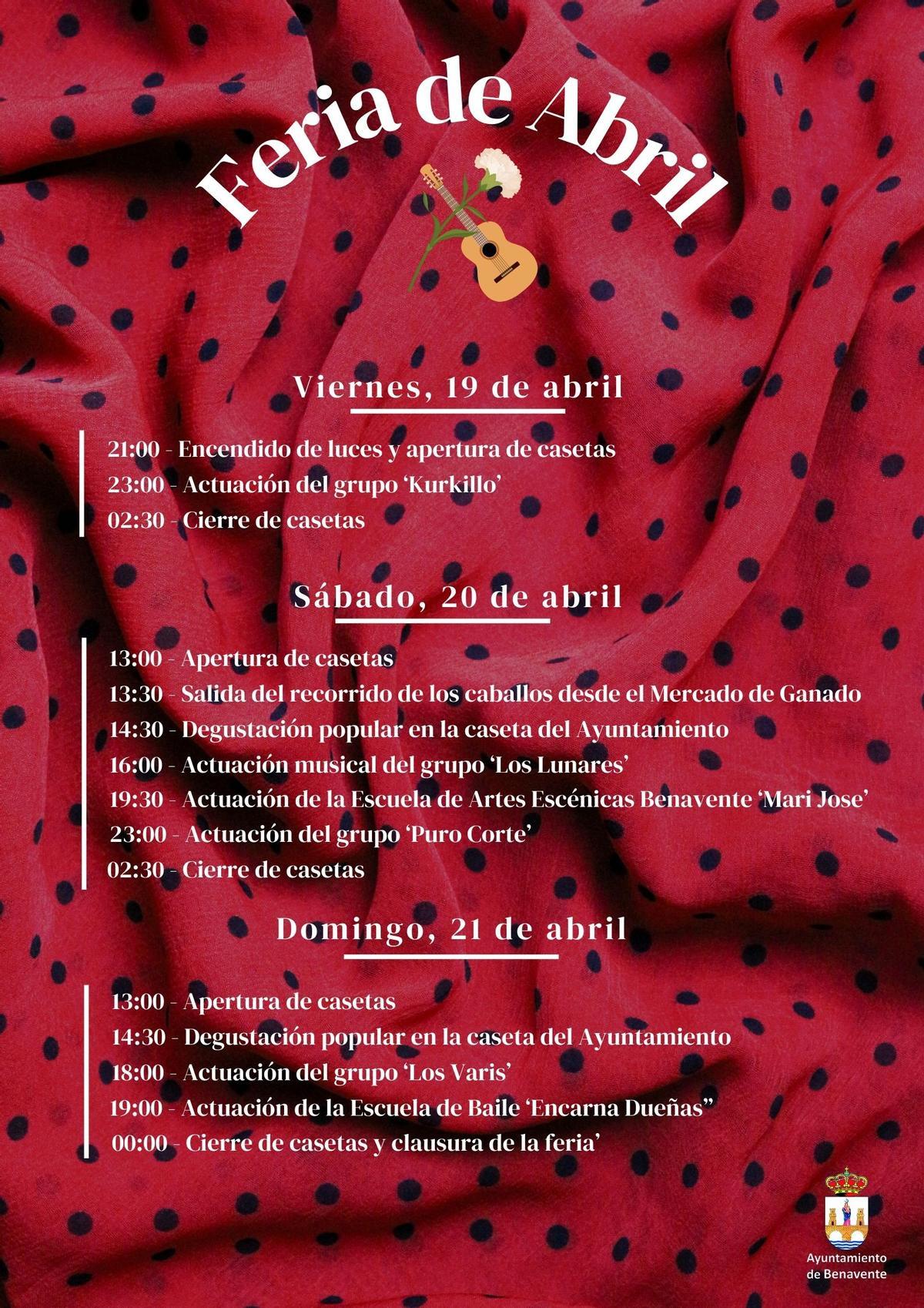 Programa de la Feria de Abril de Benavente.