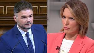 Gabriel Rufián, portavoz de ERC en el Congreso de los Diputados, y Silvia Intxaurrondo