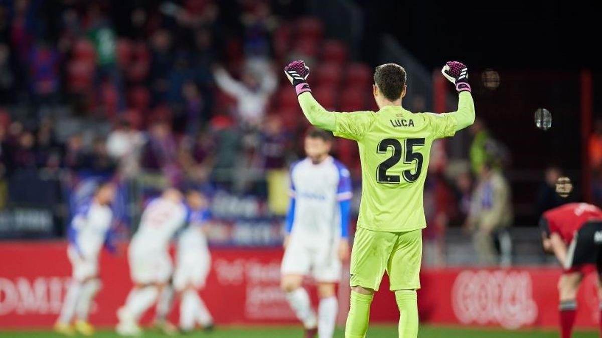 Luca Zidane celebra la victoria del Eibar en un partido de esta temporada.