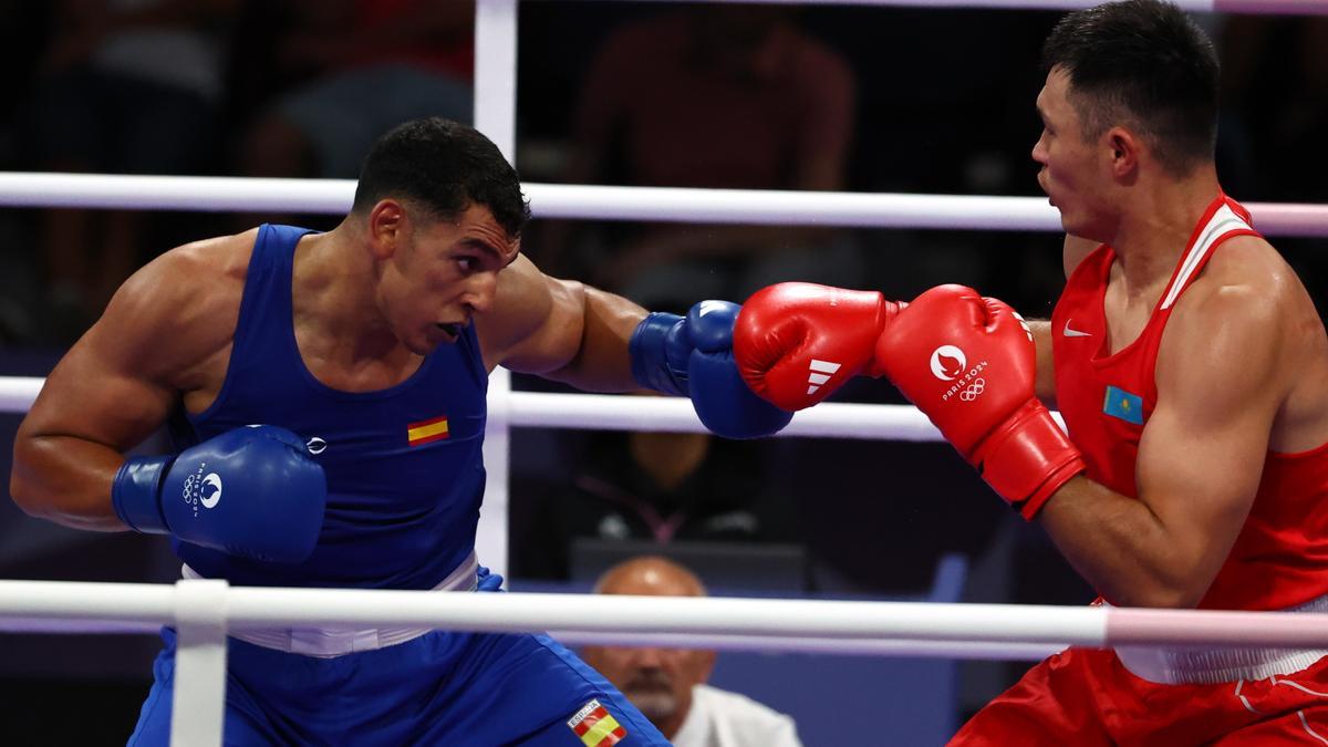 Ayoub Ghadfa, en uno de sus combates en los Juegos Olímpicos.