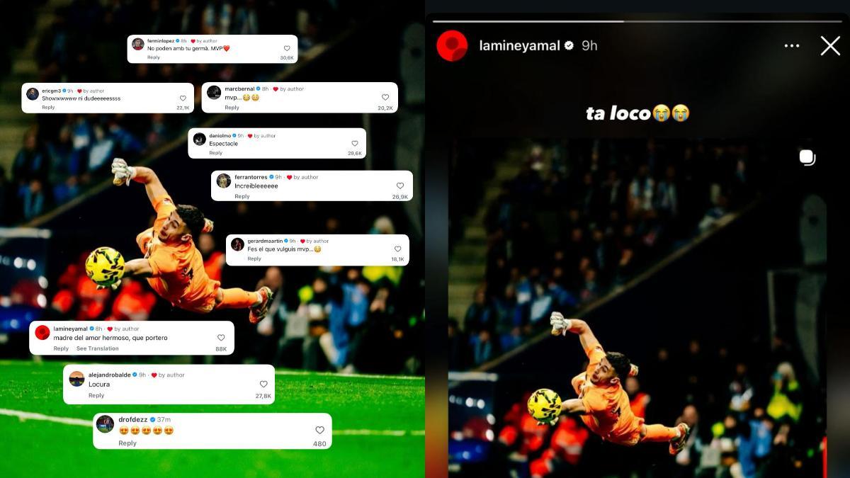 La reacción de Lamine Yamal y el vestuario del Barça a la exhibición de Joan Garcia en el derbi