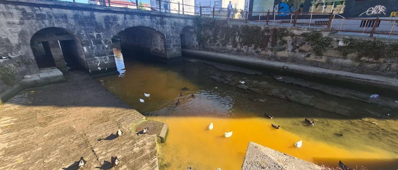 Un vertido registrado el pasado verano en el río Con, a su paso por Vilagarcía y justo antes de su desembocadura en la ría  .