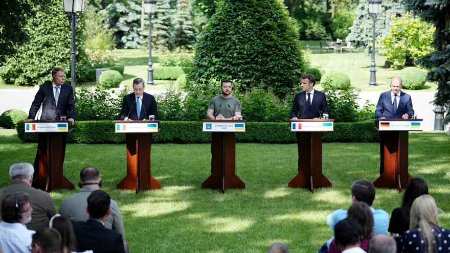 Macron, Scholz y Draghi se reúnen con Zelenski en Kiev