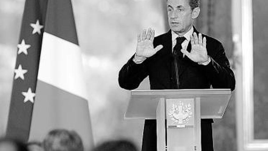 Sarkozy, ayer, en la Conferencia anual de embajadores franceses en el Elíseo.