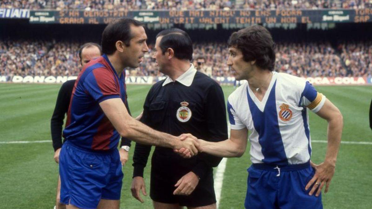 Juan Manuel Asensi y Rafa Marañón antes del inicio de un derbi