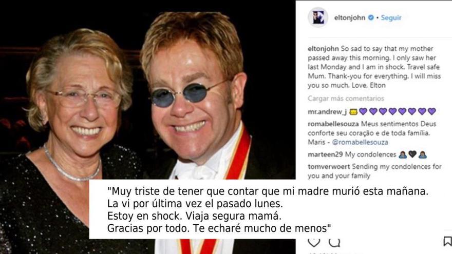 Elton John, en &quot;shock&quot; por la muerte de su madre