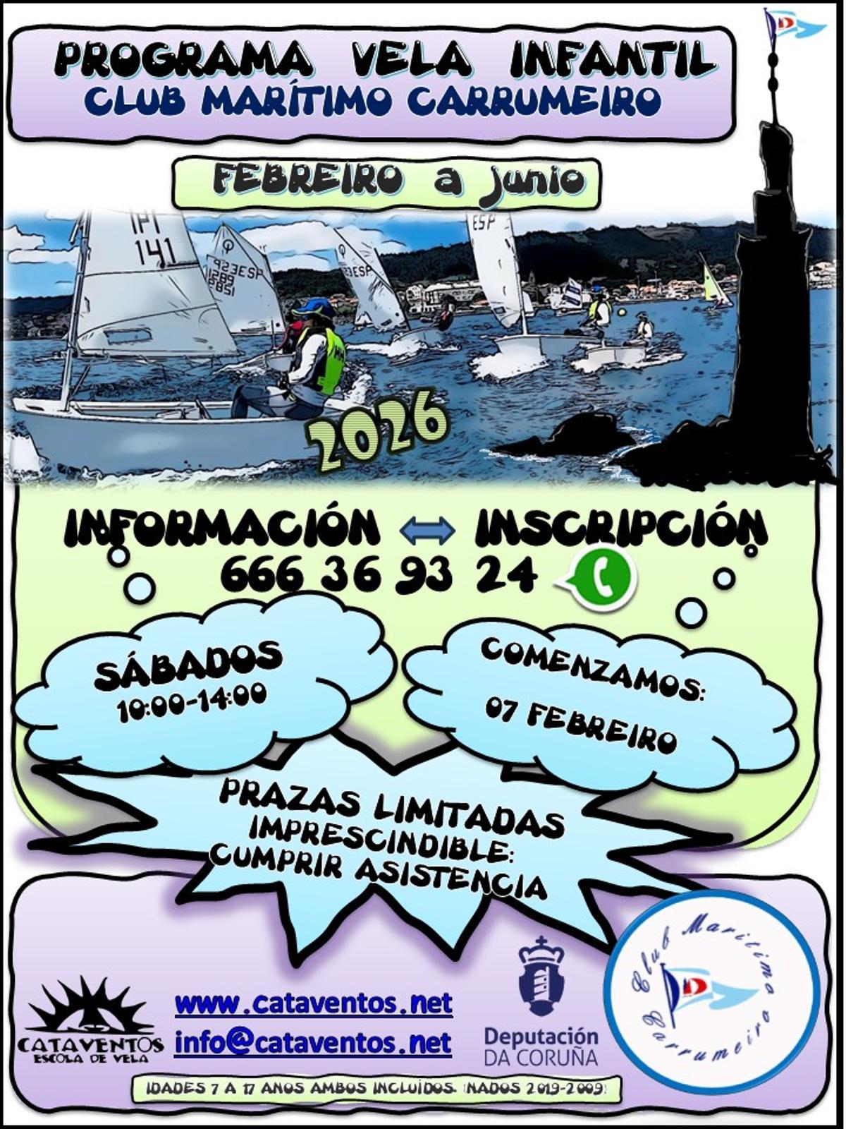 Cartel promocional do Programa de Vela Infantil.