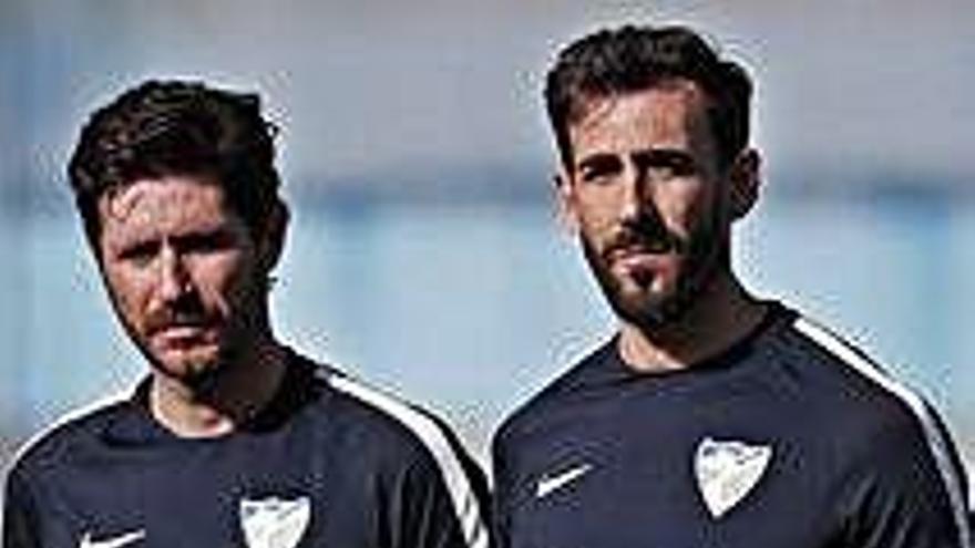 Víctor y Dóniga, en el entrenamiento de ayer.