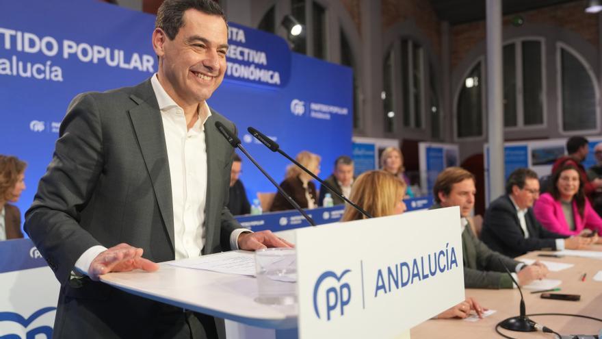 El presidente del PP-A, Juanma Moreno, en la Junta Directiva Autonómica del Partido Popular de Andalucía.