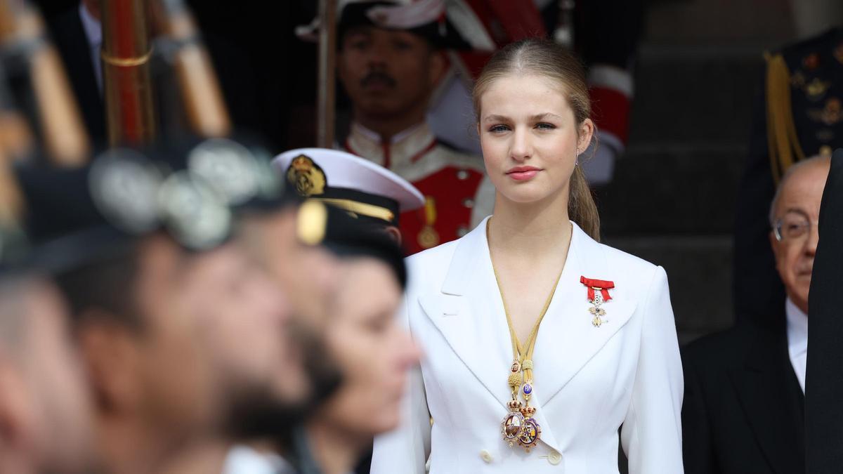 La princesa Leonor tras jurar la Constitución, este martes.