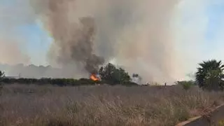 Los bomberos luchan contra un incendio forestal en Riba-roja