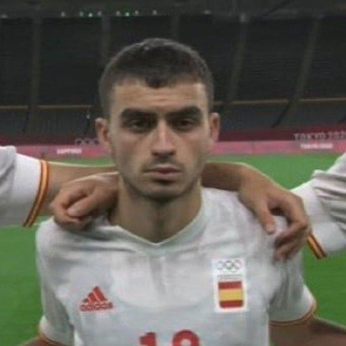 Pedri destroyed before playing a match with Spain at the Tokyo Olympics in 2021.