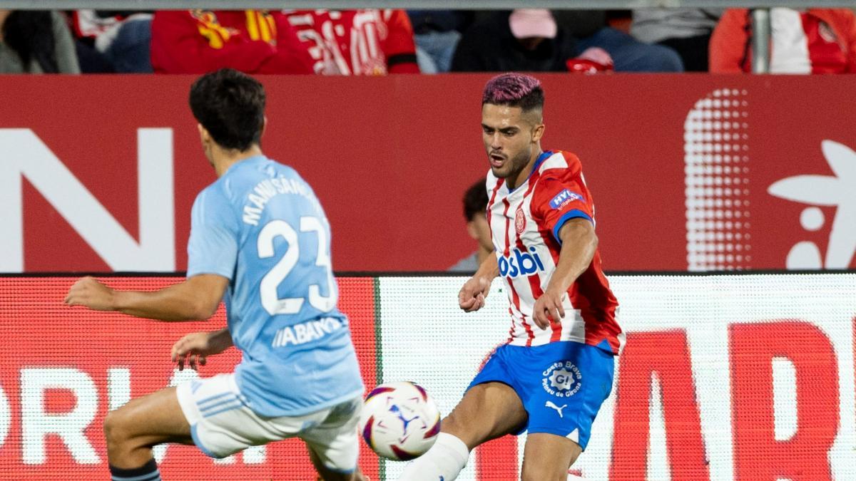 Yan Couto durante el choque ante el Celta