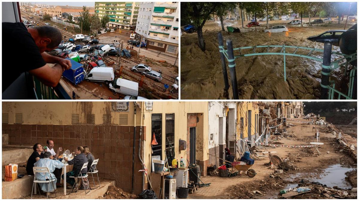 Fotografías de la dana expuestas de José Manuel López, Miguel Ángel Montesinos y Germán Caballero.