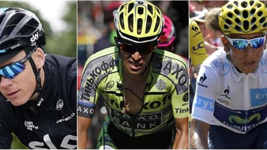 Chris Froome, Alberto Contador y Nairo Quintana