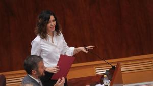 Isabel Díaz Ayuso en la sesión de control en la Asamblea de Madrid.