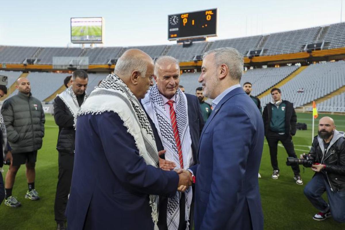 Partido entre Catalunya-Palestina en el Estadi Olímpic de Lluís Companys