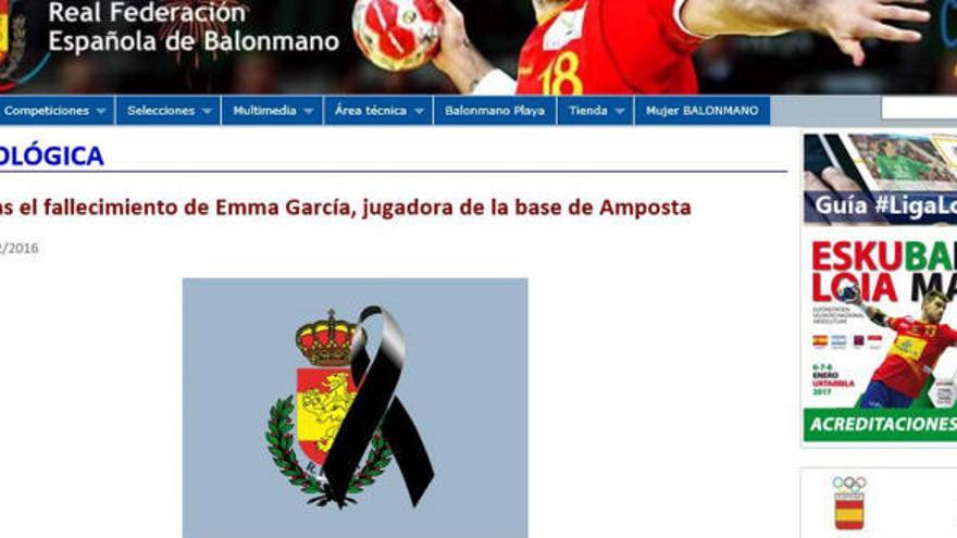 Condolencias en la web de la RFEBM.