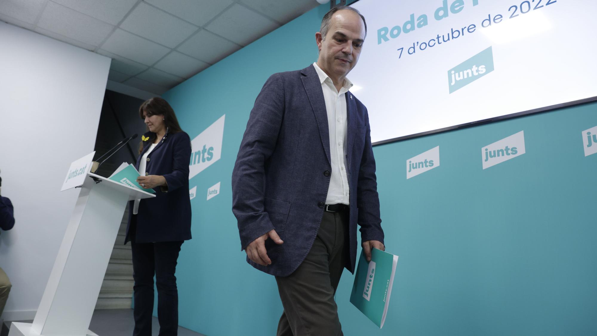 La presidenta de Junts, Laura Borràs, y el secretario general del partido, Jordi Turull.