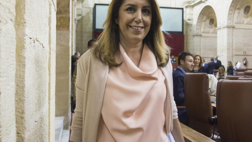 Susana Díaz, entrando en el Parlamento andaluz.