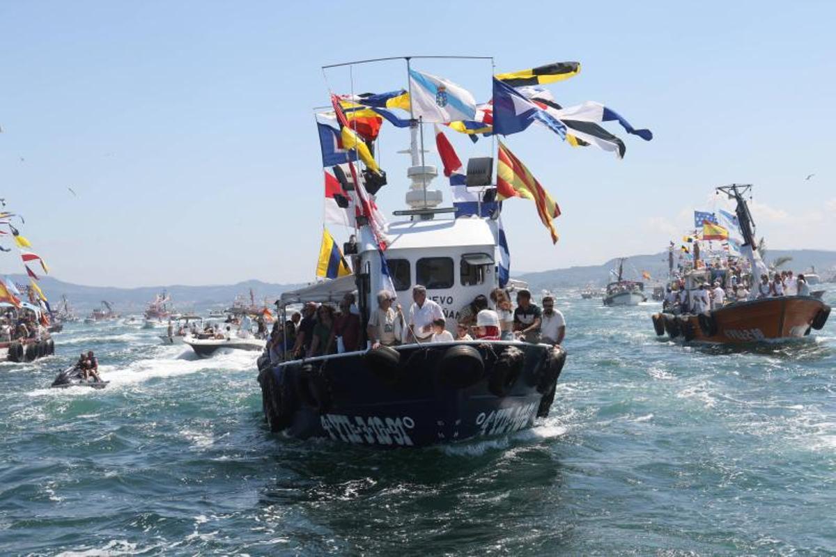 Un momento de la procesión marítima.