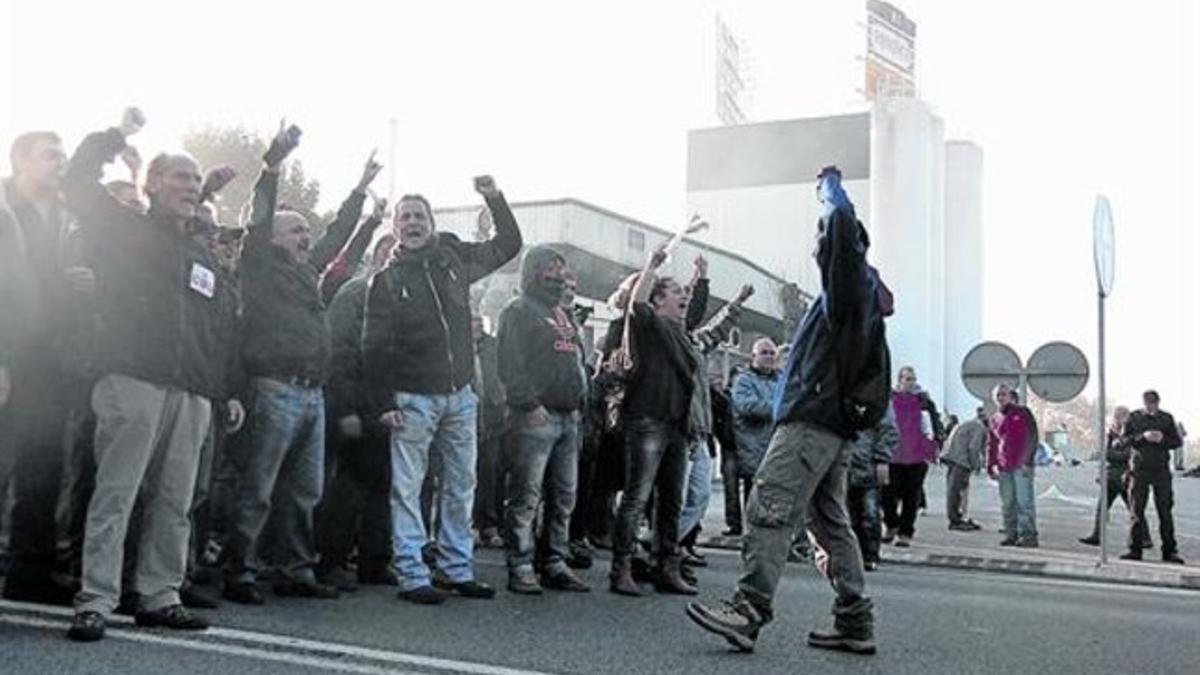 Protesta de los empleados de Panrico en marzo pasado.