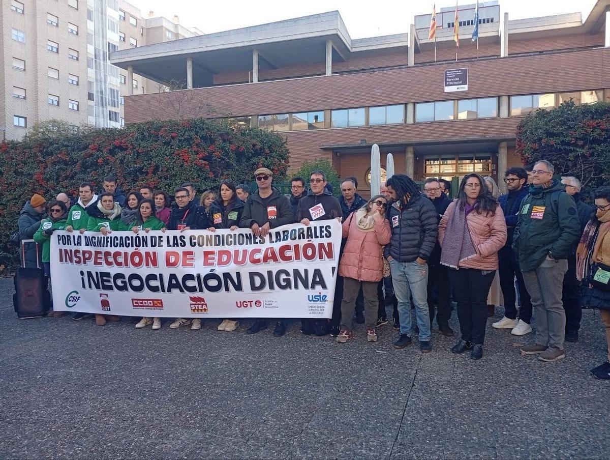 Protesta de los inspectores de educación en Zaragoza en noviembre.