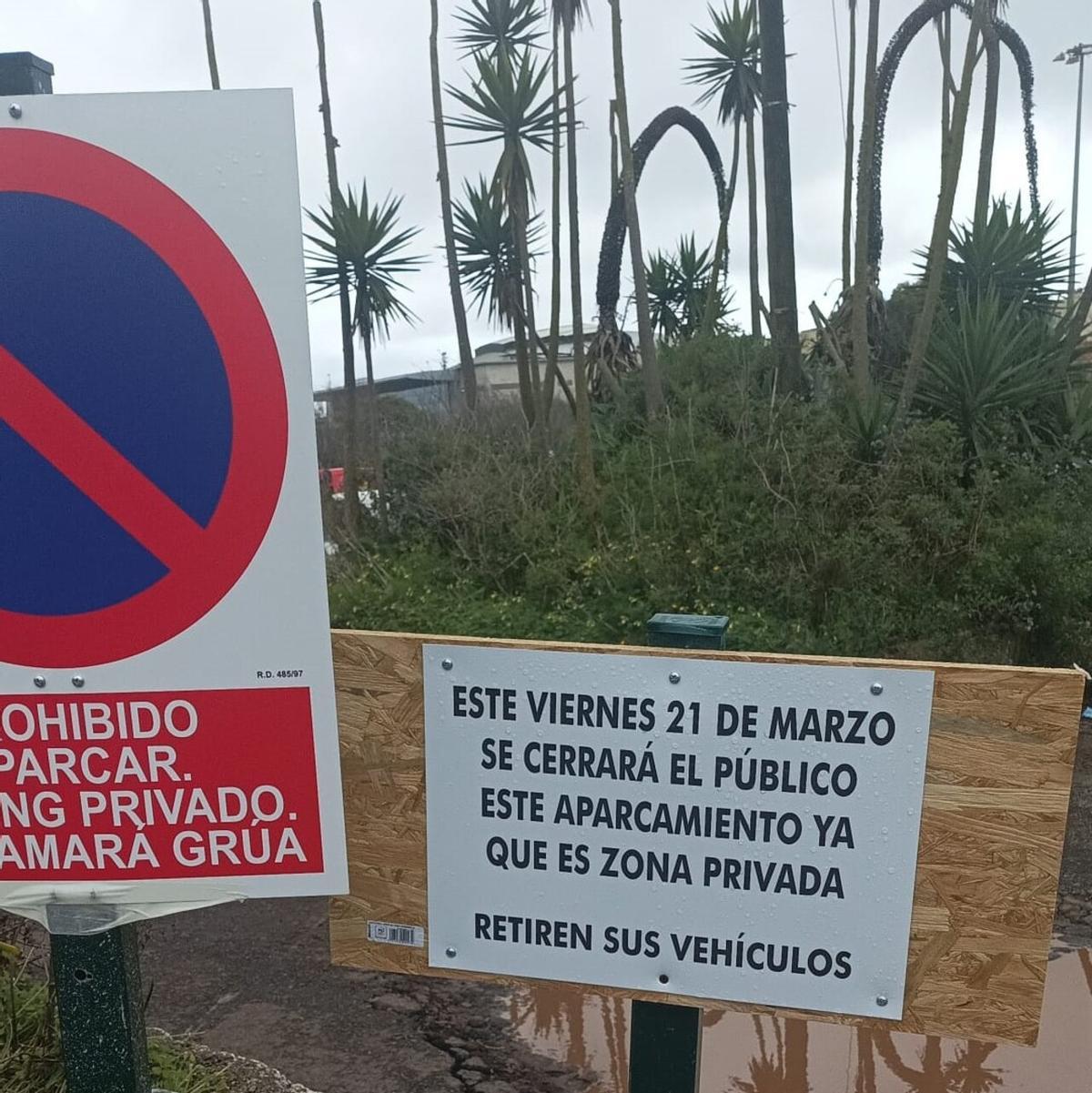 Aviso sobre la prohibición de aparcar en la zona de Los Rodeos