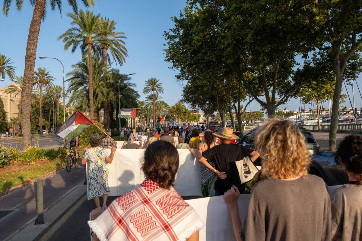 Manifestación en apoyo a Gaza y al pueblo palestino en Palma el viernes 31 de julio de 2026.