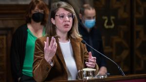 Janet Sanz, en un acto en el ayuntamiento, en marzo de 2022