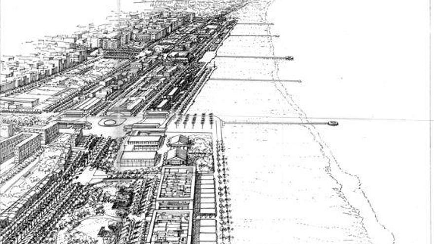 Boceto de Colomina del Paseo Marítimo de 1990.
