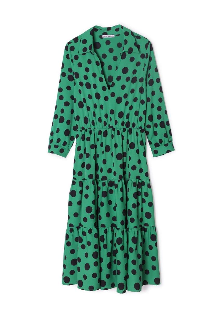 Vestido verde con topos, de Venca (precio: 25,99 euros)