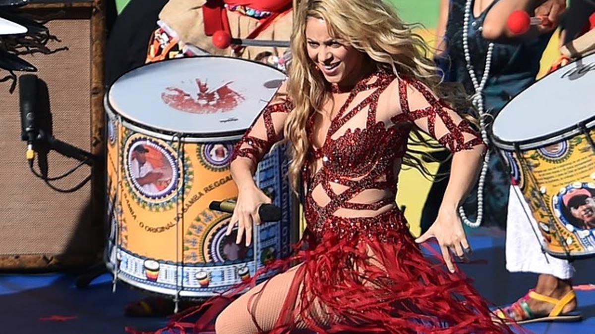 Un momento de la actuación de Shakira, en el estadio de Maracaná, el pasado domingo.