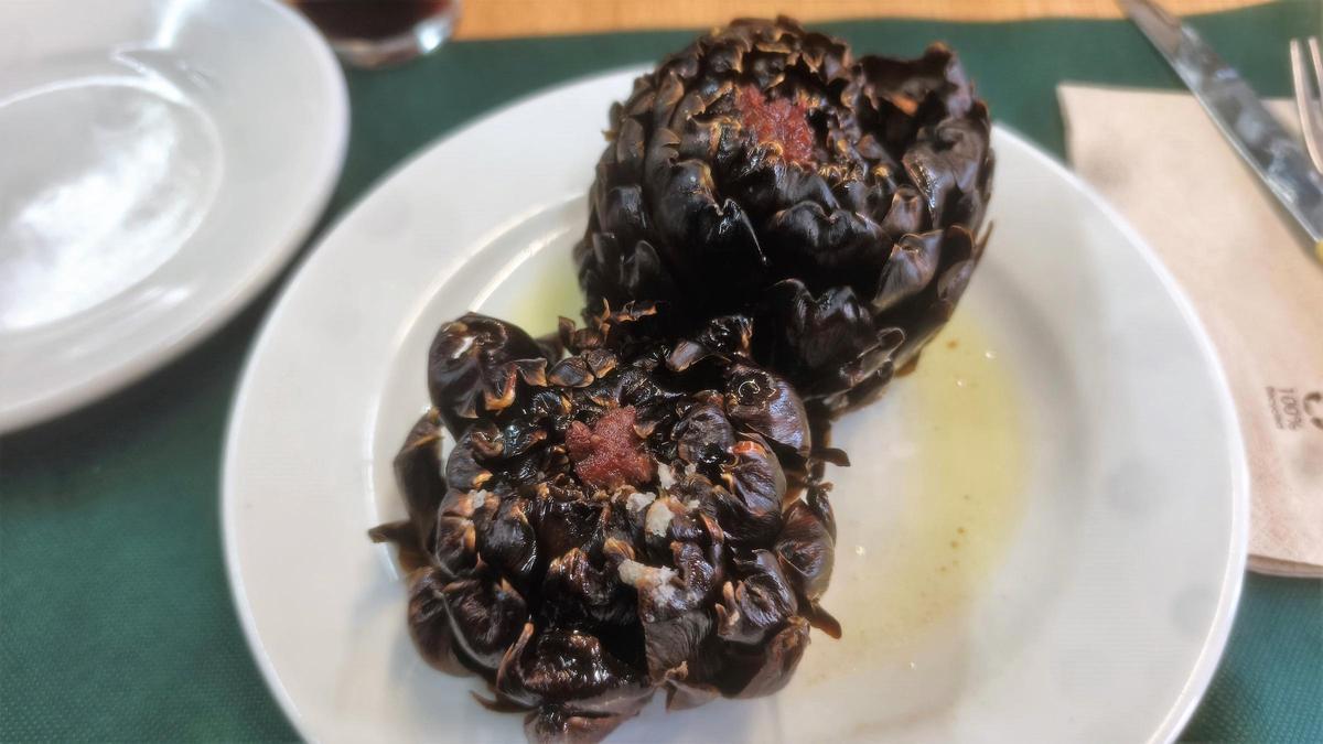 Las alcachofas al horno de Café de la Rambla (El Prat de Llobregat).