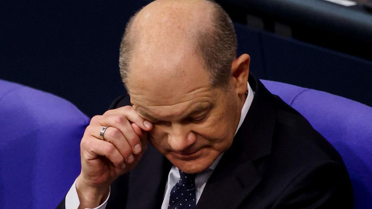 El canciller alemán, Olaf Scholz, en el Parlamento.