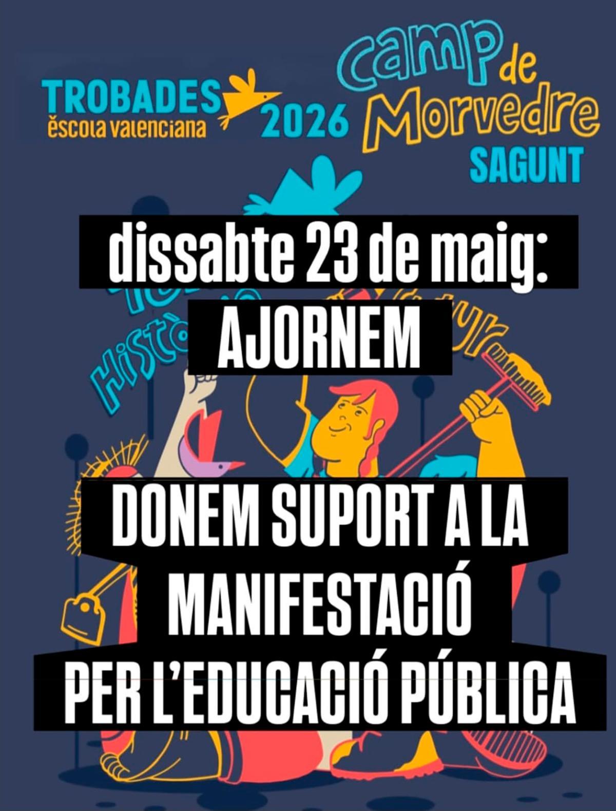 Cartel aplazamiento de les Trobades d'Escoles en Valencià