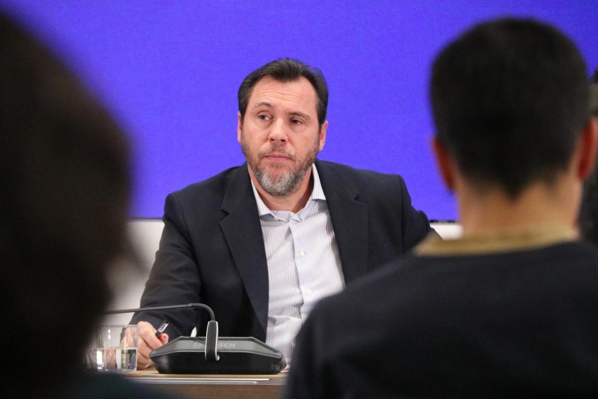 El ministre de Transports, Óscar Puente, aquest dimecres en una roda de premsa a Madrid