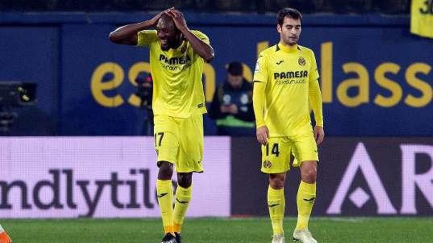 Ekambi celebra su primer gol del miércoles ante el Almería.