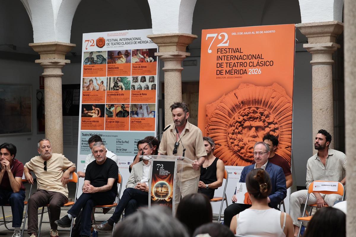 Fernando Tejero en la pesentación de la obra 'Cómicos de Roma' en el Festival de Mérida.