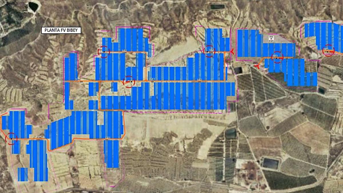 Plano de la planta de Bibey y que ocupa la ladera protegida de la Sierra del Cristo, sorteando los suelos de cultivo de cítricos. | INFORMACIÓN