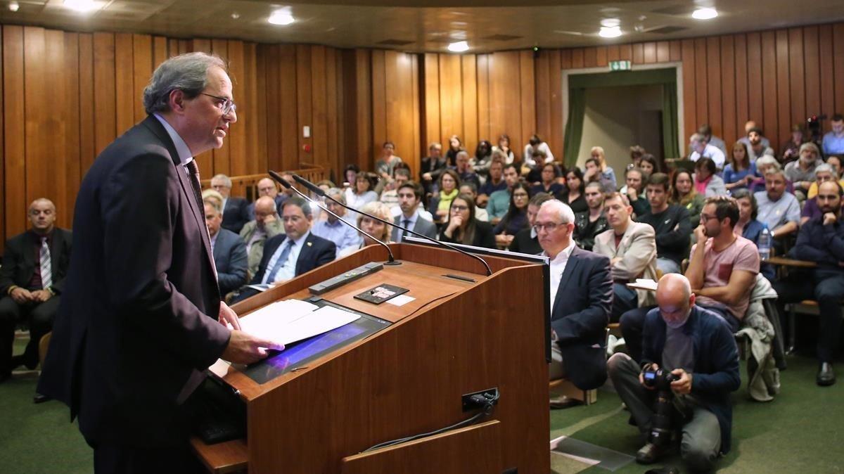 El ’president’ Quim Torra,  en Ginebra.