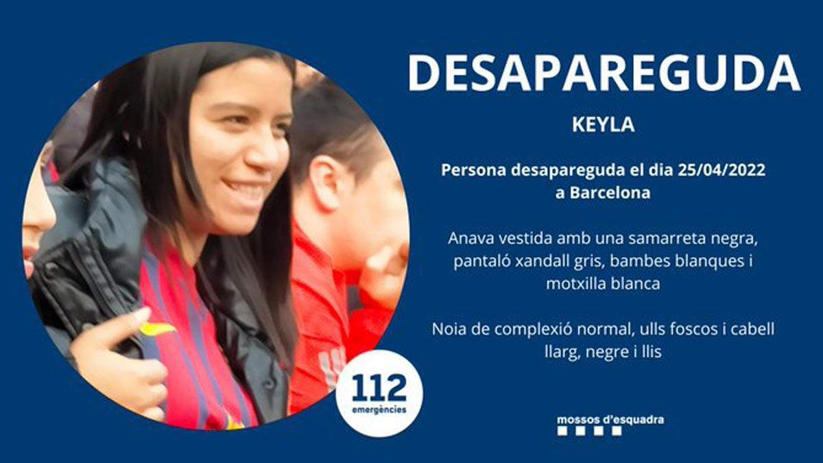 Localitzen Keyla, la noia desapareguda a Barcelona