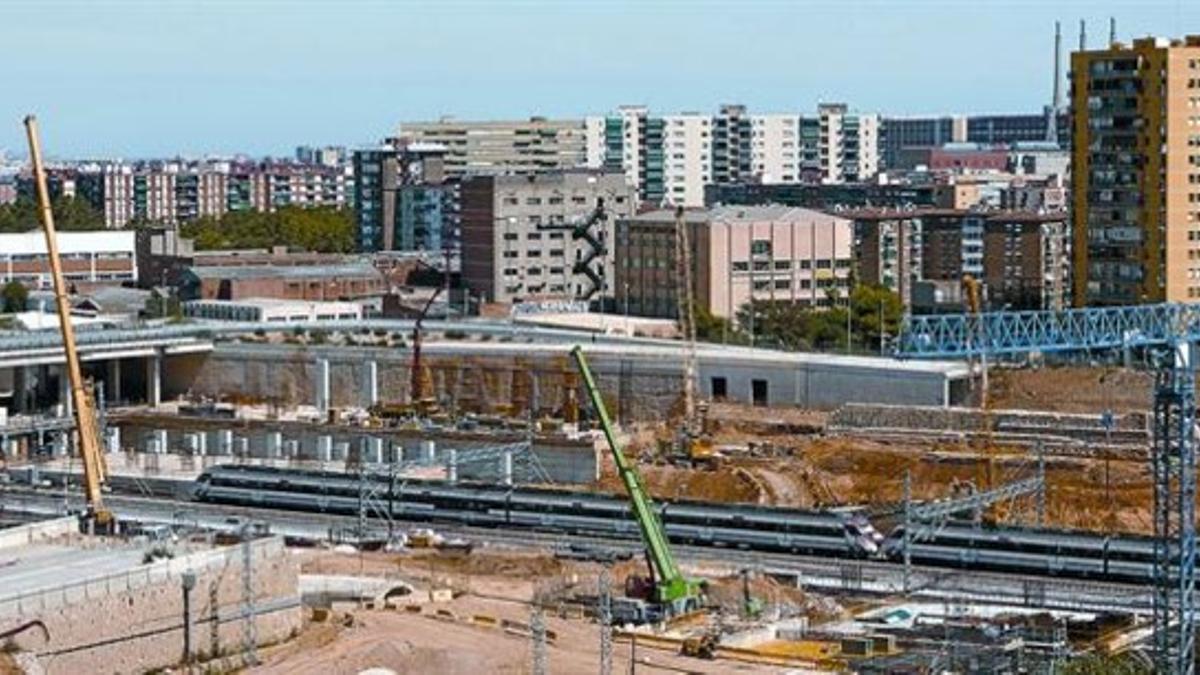 Obras de la estructura de la estación de La Sagrera, el viernes.