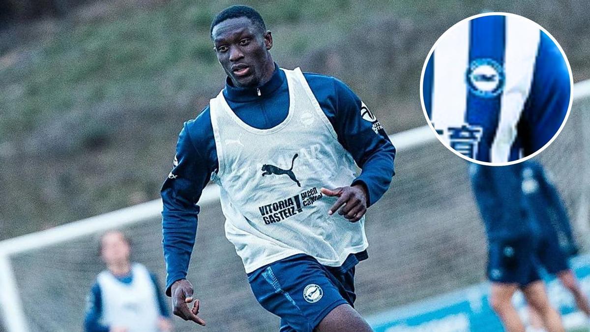 Ibrahim Diabate en su primer entrenamiento con el Deportivo Alavés