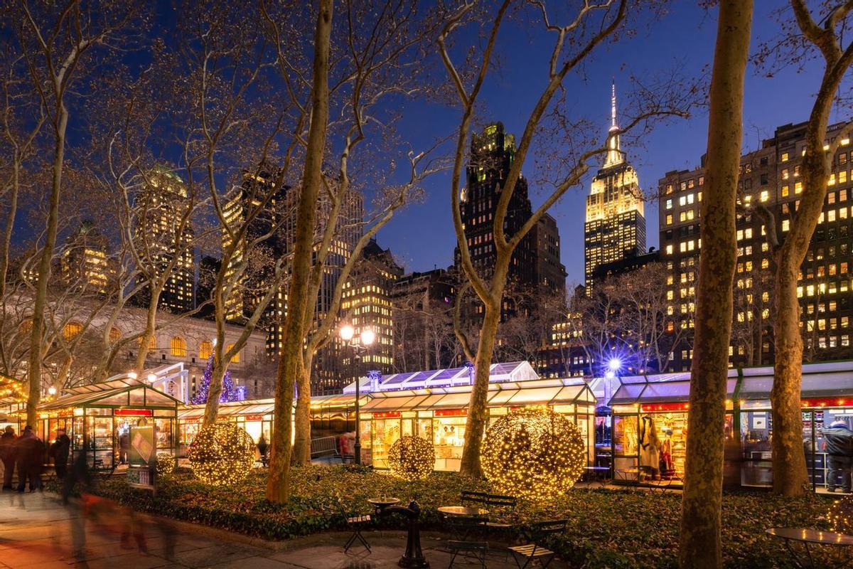 Mercado navideño en Bryant Park, Nueva York