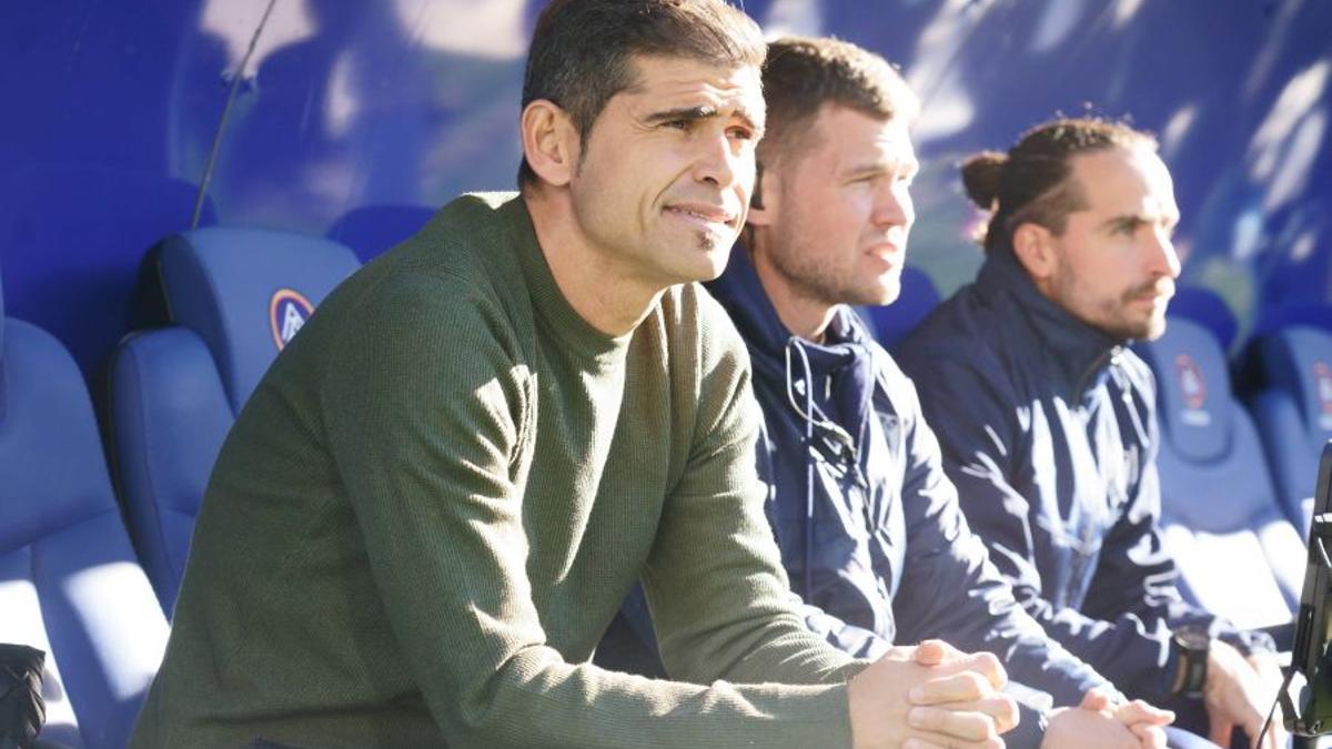 Antonio Hidalgo, en el banquillo de Andorra en el último partido de Liga del Huesca.