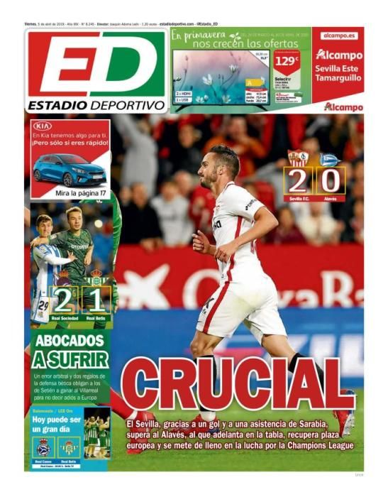 Portada ESTADIO DEPORTIVO viernes 5 de abril 2019