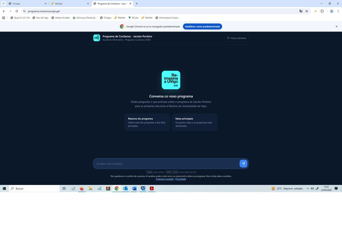 El chatbot de ConSenso para dialogar con su programa electoral.